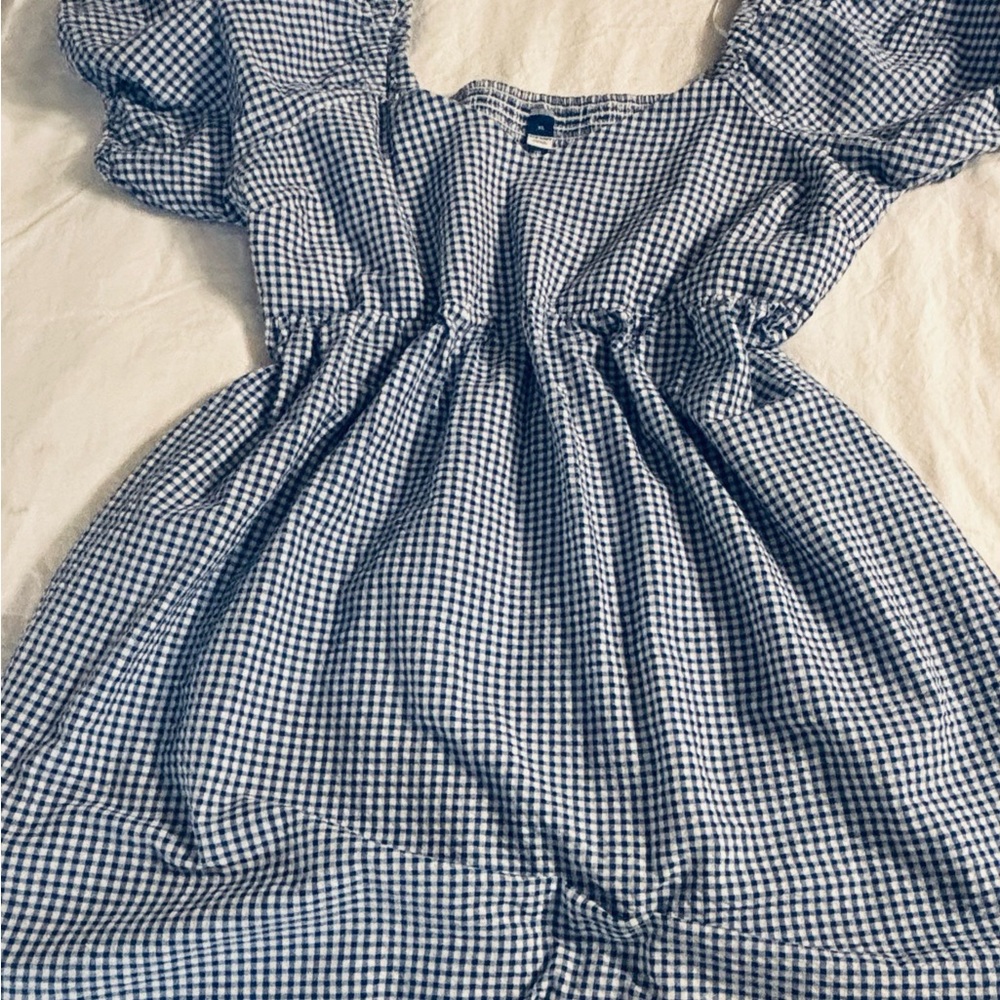 Old Navy Blue and White Ruffled Smocked Sundress